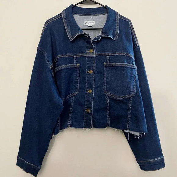 New Ava & Viv crop denim jacket plus-size - Picture 8 of 10
